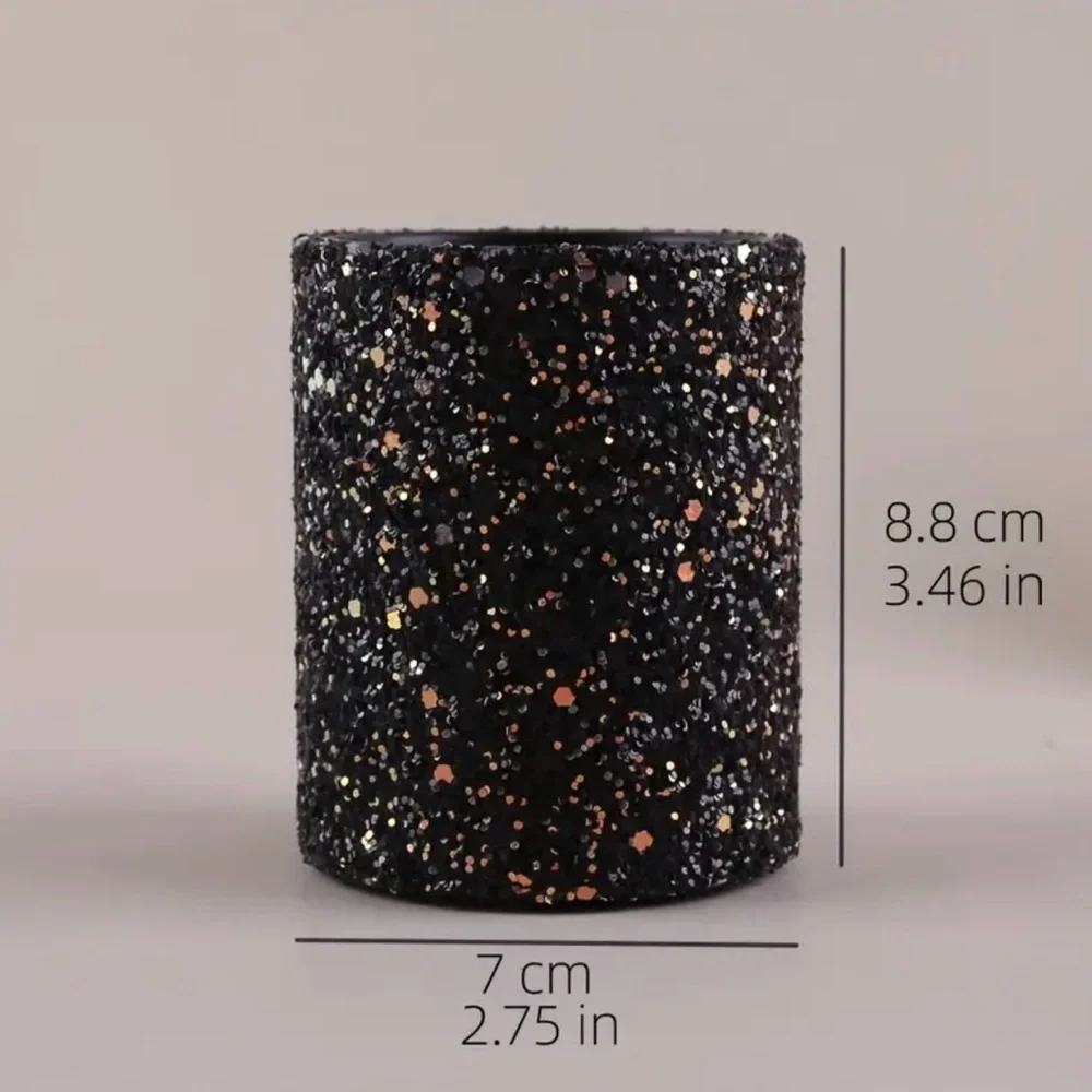 New! 2 Black Glitter PU Leather Holder for Makeup Brushes, Eyeglasses, Pens etc